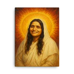 Anandamayi Ma canvas print on a plain backdrop in size 18"x24".