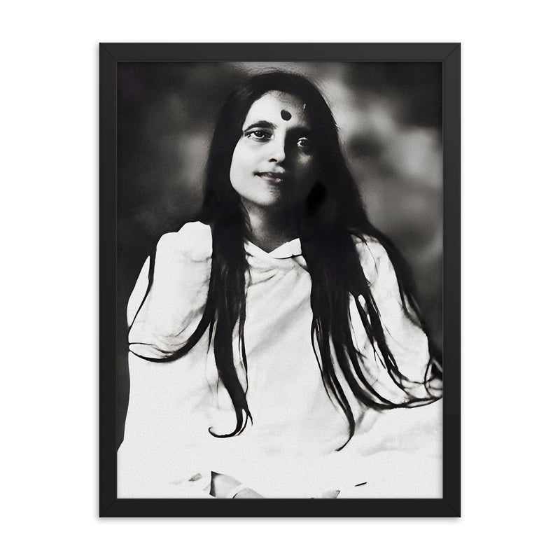 Anandamayi Ma framed print on a plain backdrop in size 18