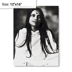 Anandamayi Ma metal print on a plain backdrop in size 12"x16".