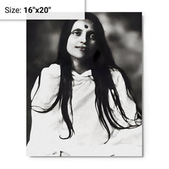 Anandamayi Ma metal print on a plain backdrop in size 16"x20".