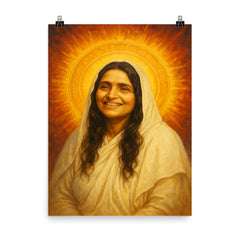 Anandamayi Ma poster on a plain backdrop in size 8"x10".