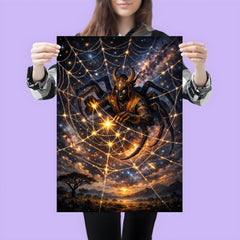 Anansi weaving stars into a spider web poster 3