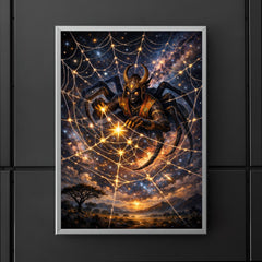 Anansi weaving stars into a spider web poster 5