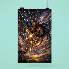 Anansi weaving stars into a spider web poster 6