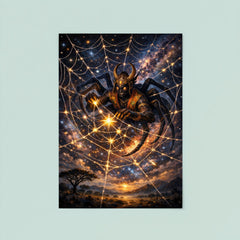 Anansi weaving stars into a spider web poster 8