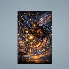 Anansi weaving stars into a spider web poster 9