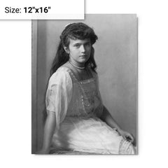 Anastasia Romanov metal print on a plain backdrop in size 12"x16".
