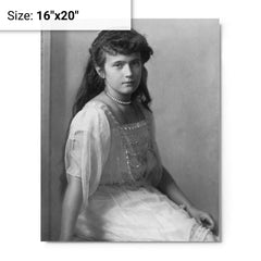 Anastasia Romanov metal print on a plain backdrop in size 16"x20".