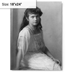 Anastasia Romanov metal print on a plain backdrop in size 18"x24".