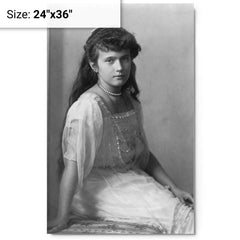 Anastasia Romanov metal print on a plain backdrop in size 24"x36".