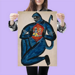 Ancient Hanuman Revealing Rama - Vishnu - and Sita in His Heart poster 3