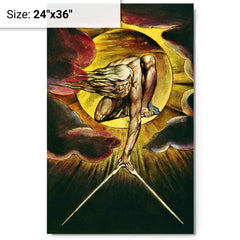 Ancient of Days by William Blake metal print on a plain backdrop in size 24"x36".