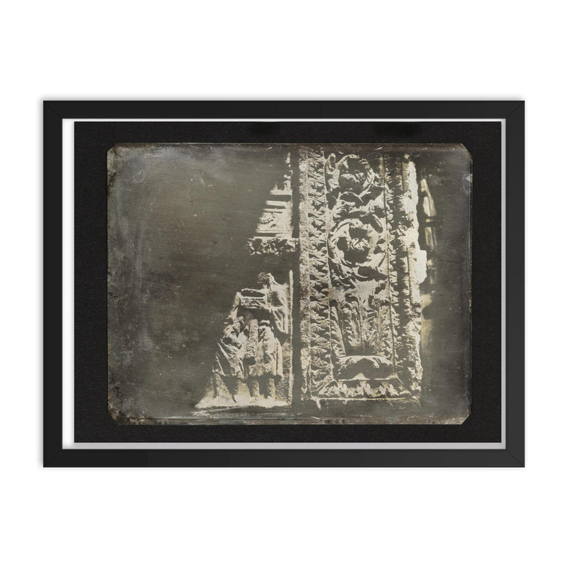 Ancient Stone Carving in Rome by Joseph Philibert Girault de Prangey, 1842 framed print on a plain backdrop in size 18