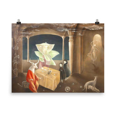 And Then We Saw the Daughter of the Minotaur by Leonora Carrington, 1953 poster on a plain backdrop in size 8"x10".