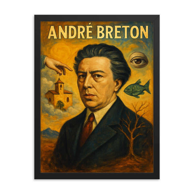 Andre Breton framed print on a plain backdrop in size 18