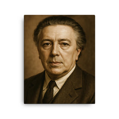Andre Breton portrait canvas print on a plain backdrop in size 16"x20".