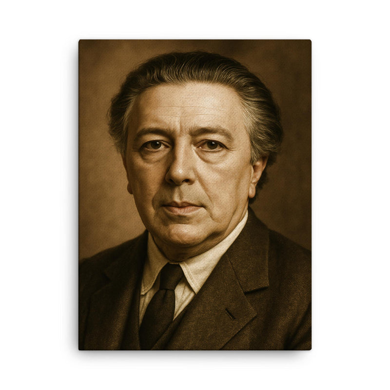 Andre Breton portrait canvas print on a plain backdrop in size 18