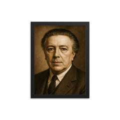 Andre Breton portrait framed print on a plain backdrop in size 12"x16".