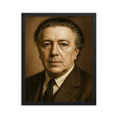 Andre Breton portrait framed print on a plain backdrop in size 16"x20".