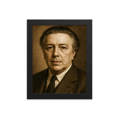 Andre Breton portrait framed print on a plain backdrop in size 8"x10".