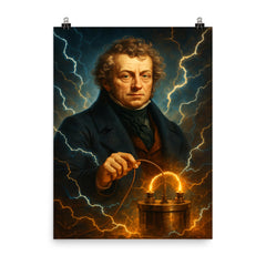 Andre Marie Ampere poster on a plain backdrop in size 8"x10".