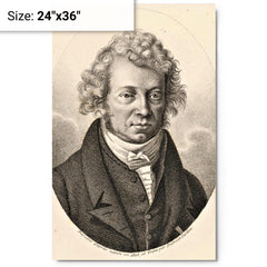 André-Marie Ampère metal print on a plain backdrop in size 24"x36".