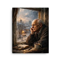 Andrei Sakharov at exile window in Gorky canvas print on a plain backdrop in size 16"x20".