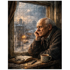 Andrei Sakharov at exile window in Gorky jigsaw puzzle