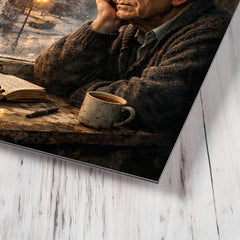 Andrei Sakharov at exile window in Gorky metal print mockup