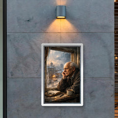 Andrei Sakharov at exile window in Gorky poster 2