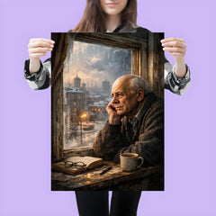 Andrei Sakharov at exile window in Gorky poster 3