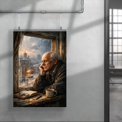 Andrei Sakharov at exile window in Gorky poster 4