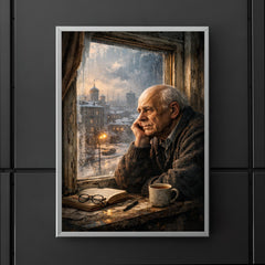 Andrei Sakharov at exile window in Gorky poster 5