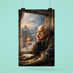 Andrei Sakharov at exile window in Gorky poster 6