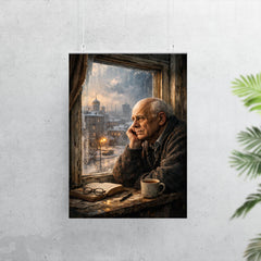 Andrei Sakharov at exile window in Gorky poster 7