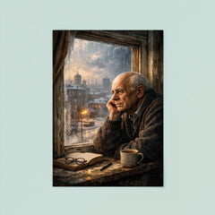 Andrei Sakharov at exile window in Gorky poster 8