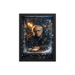 Andrei Sakharov in exile snowy window glare framed print on a plain backdrop in size 12"x16".