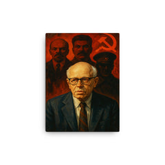 Andrei Sakharov under watchful Soviet shadows canvas print on a plain backdrop in size 12"x16".