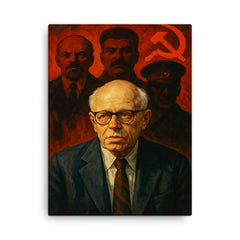 Andrei Sakharov under watchful Soviet shadows canvas print on a plain backdrop in size 18"x24".