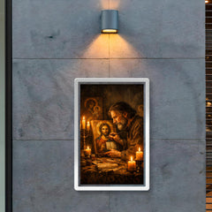 Andrei Tarkovsky like icon painter by candlelight poster 2