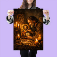 Andrei Tarkovsky like icon painter by candlelight poster 3