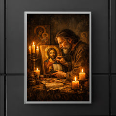 Andrei Tarkovsky like icon painter by candlelight poster 5