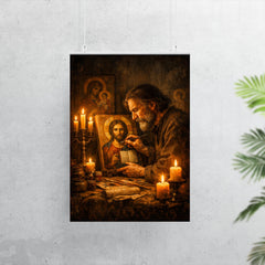Andrei Tarkovsky like icon painter by candlelight poster 7