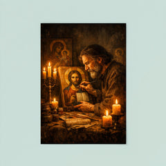 Andrei Tarkovsky like icon painter by candlelight poster 8