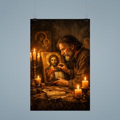 Andrei Tarkovsky like icon painter by candlelight poster 9