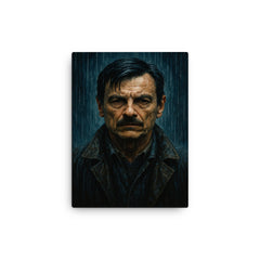 Andrei Tarkovsky zone rain portrait canvas print on a plain backdrop in size 12"x16".