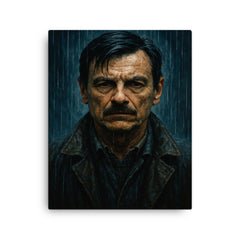 Andrei Tarkovsky zone rain portrait canvas print on a plain backdrop in size 16"x20".