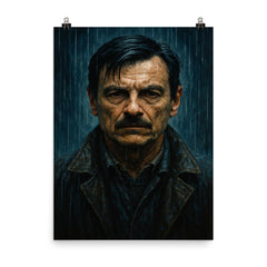 Andrei Tarkovsky zone rain portrait poster on a plain backdrop in size 8"x10".