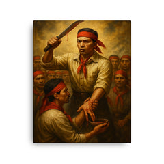 Andres Bonifacio Katipunan blood oath canvas print on a plain backdrop in size 16"x20".
