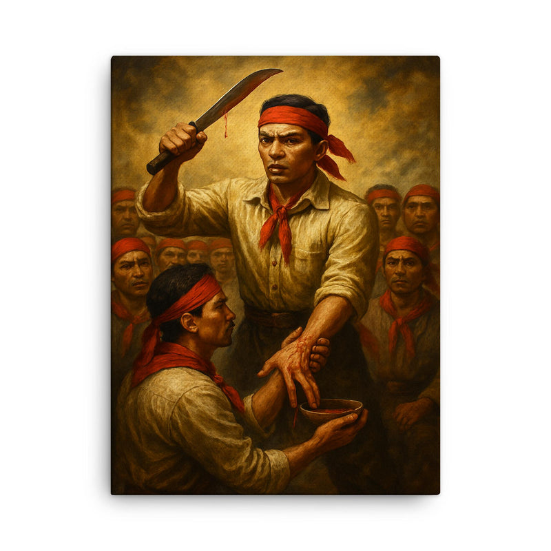 Andres Bonifacio Katipunan blood oath canvas print on a plain backdrop in size 18